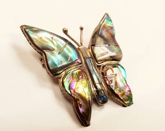 Vintage Butterfly brooch sterling silver 925 large Mexico signed