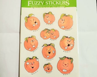 Vintage 1983 Ambassador Fuzzy Stickers Peaches Sealed 2 sheets