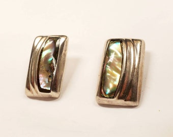 Vintage Abalone Sterling Silver 925 chunky earrings jewelry 198ps