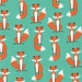 Fabulous Foxes by Andie Hanna, Small Foxes on Aqua green, yard