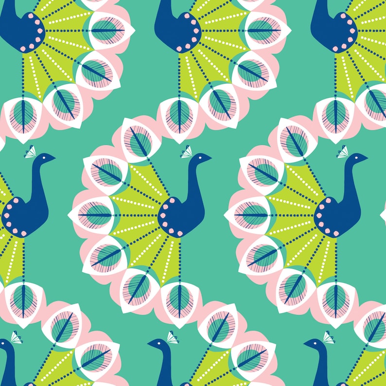 NEW Peacock Garden From Camelot Fabrics Wavy Train in Etsy