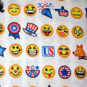 OMG...LOL  AMERICANA  Emoji Toss on white from Robert Kaufman Fabrics, cotton fabric, Yard