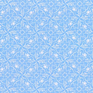 Flutter Collection, blommig spets i himmelsblått från Robert Kaufman-tyger, 100 % bomull