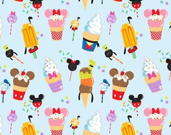 Disney Ice Cream Toss, Disney Treats,  100% Cotton,  1 yard