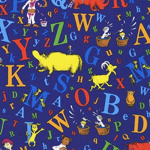Seuss 'ABC'S auf Marineblau von Robert Kaufman Fabrics, Yard