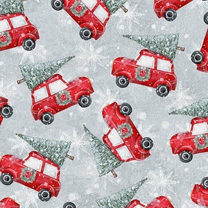 Joyful Tidings! by Blank Quilting fabrics,  Cars with Christmas Trees , yard