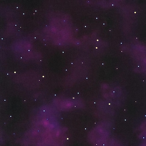 Night Fable - Midnight Purple Starry Night Sky  100% cotton fabric   from Robert Kaufman fabrics, LAST 32 Inches