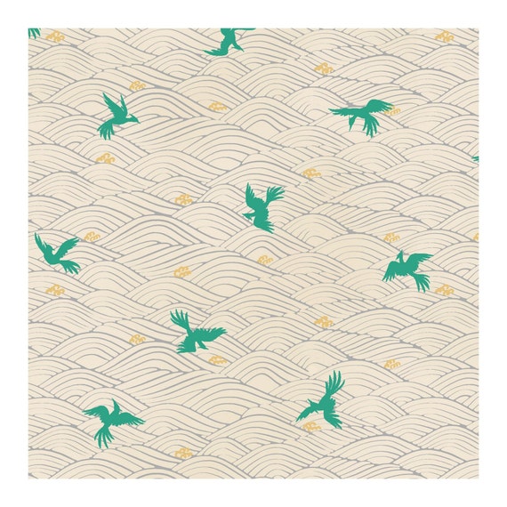 Quilt Gate Fabrics Made in Japan Tori Met Metallic Birds | Etsy