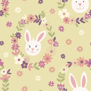 Bunny Garden from Lewis & Irene LTD, Bunny Wreaths on Sunshine yellow, yard