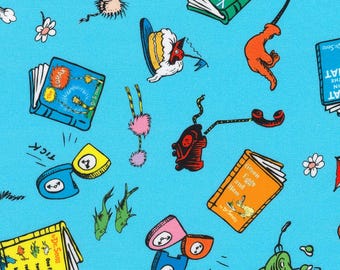 Z tkanin Roberta Kaufmana, Celebrate Seuss, przedmioty z książek Seussa Na niebiesko z tkanin Dr. Seussa