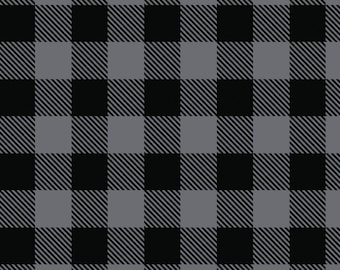 From Camelot Fabrics, Buffalo Plaid, Gray and Black, 100% Cotton FLANNEL