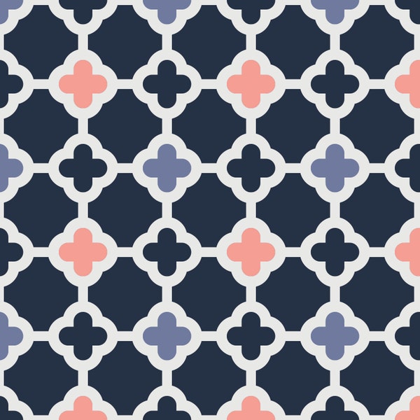 Coraline, Lattice in Navy Blue - Camelot , yard