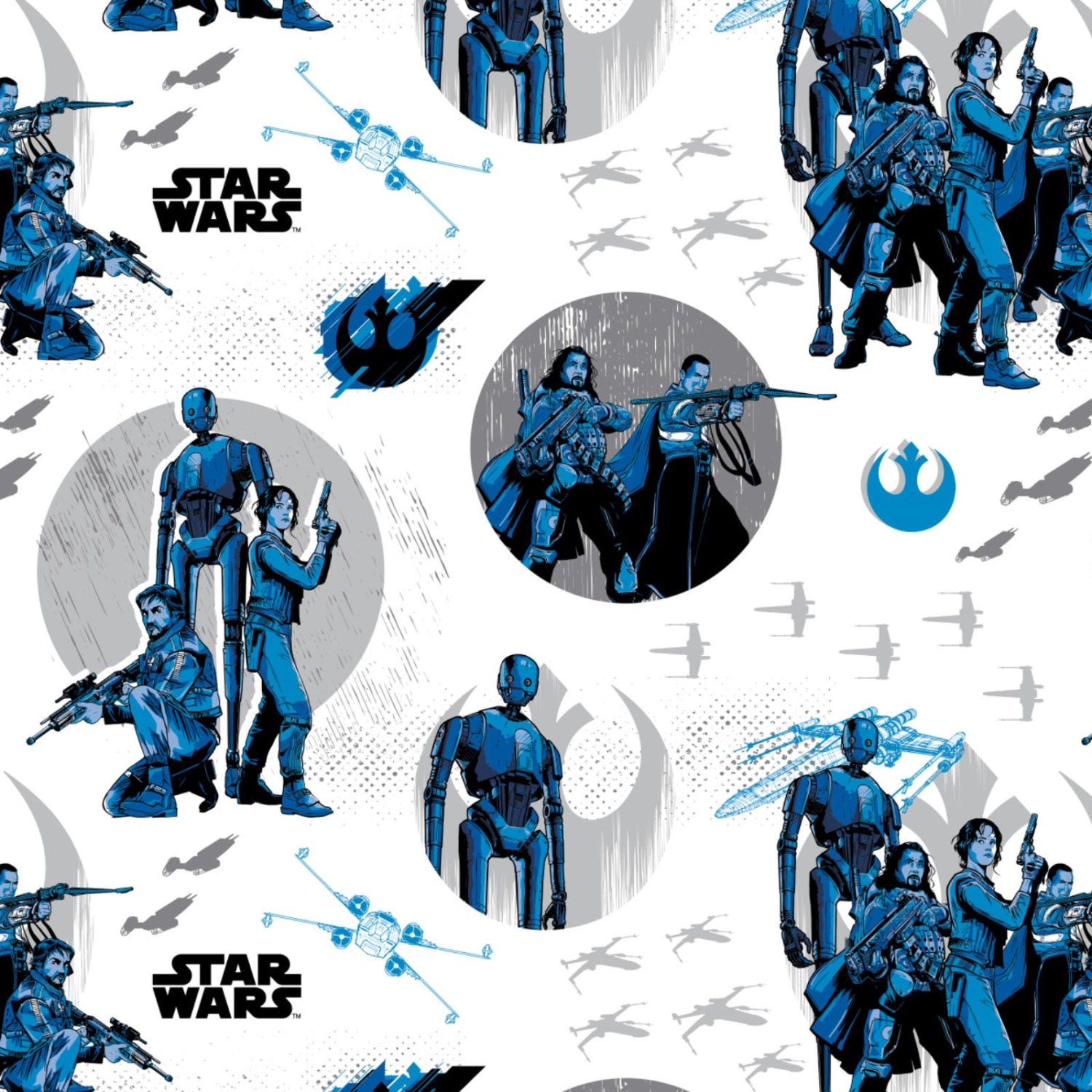 Camelot Star Wars Rogue One 7370101 1 White Rebels Cotton Fabric BTY 
