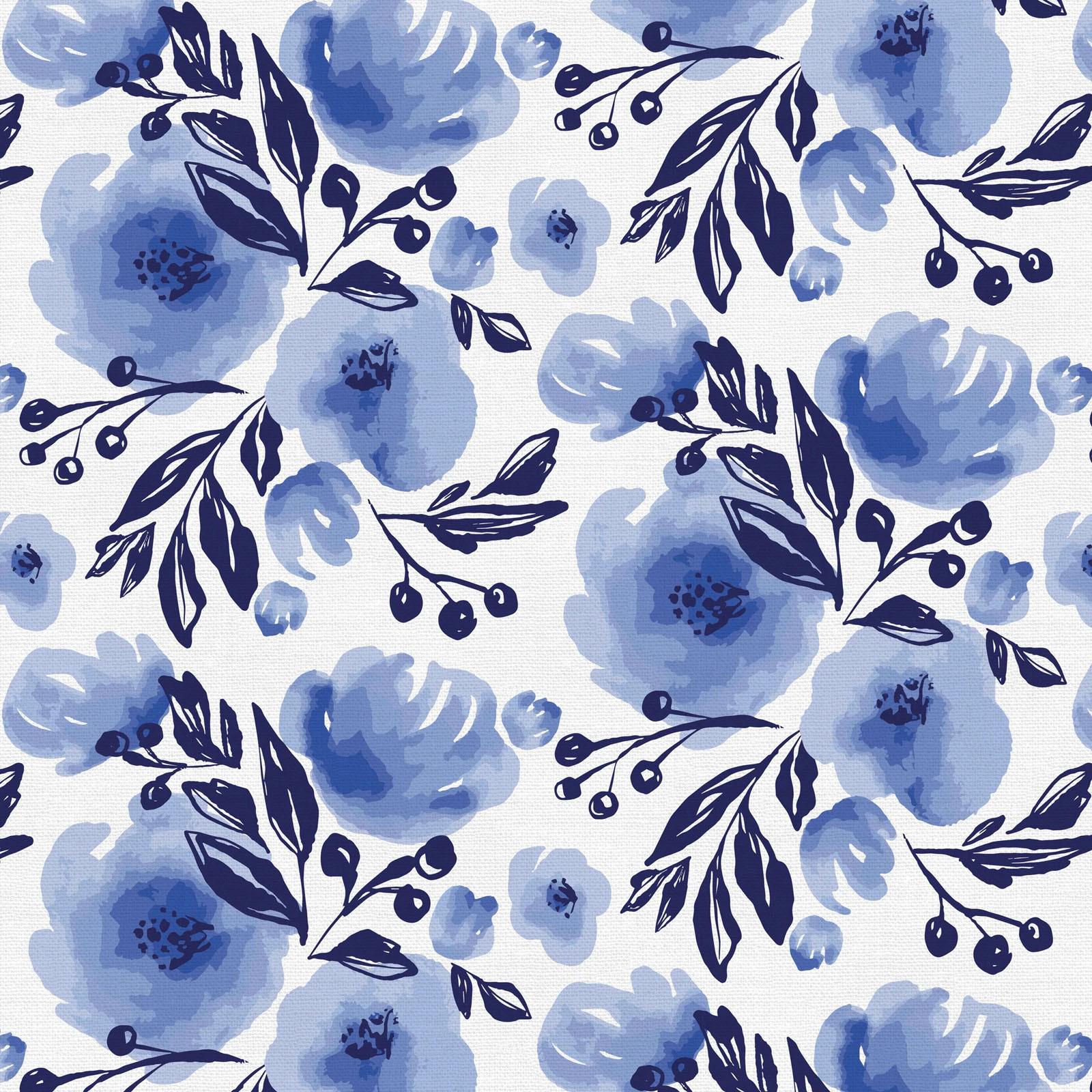 Lula Blue - 100% Rayon - Floral in Indigo From Paintbrush Studio's - Etsy