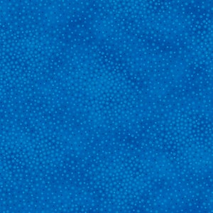 May include: A seamless fabric pattern in shades of blue, featuring a repeating dot design. The dots vary in size and density, creating a textured appearance. The overall effect is a visually interesting and dynamic textile.