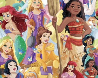 Princesas Disney - Princesas, 100% algodón, Moana, Blancanieves, Ariel, Rapunzel