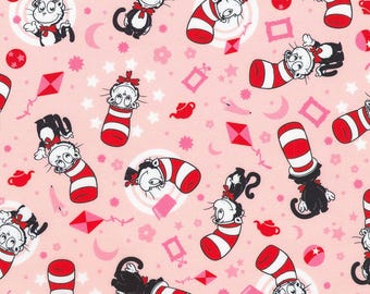 Dr. Seuss - "Little Seuss" for Robert Kaufman Fabrics, Cat in the Hat on Pink