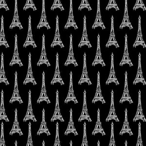 BONJOUR - New collection from  Timeless Treasures, Eiffel Tower on Black, yard