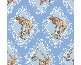 Camelot, Disney, Bambi in Diamonds panes, Blue, 1 yard