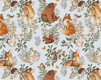 Forest Dreams, Deer, foxes and bears,  Digital 100% cotton, LAST 49 Inches