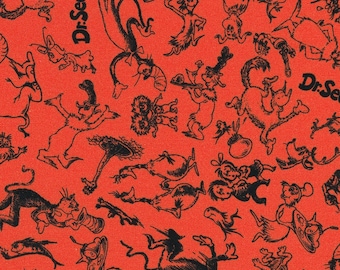 Z tkanin Roberta Kaufmana, Celebrate Seuss, Character Toss On Red z tkanin Dr. Seussa