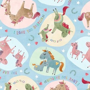 Min enhörningsälskar-kollektion, "Babymajs" på blått, enhörningsungar