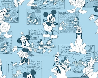 Mickey Mouse and Friends, Sensational 6 Comic Strip - Cotton on blue, yard