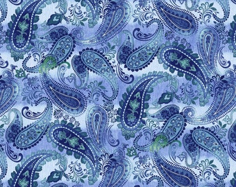 Studio E Fabrics, "Bella Blue Birds", Paisley on Blue, 100% algodón
