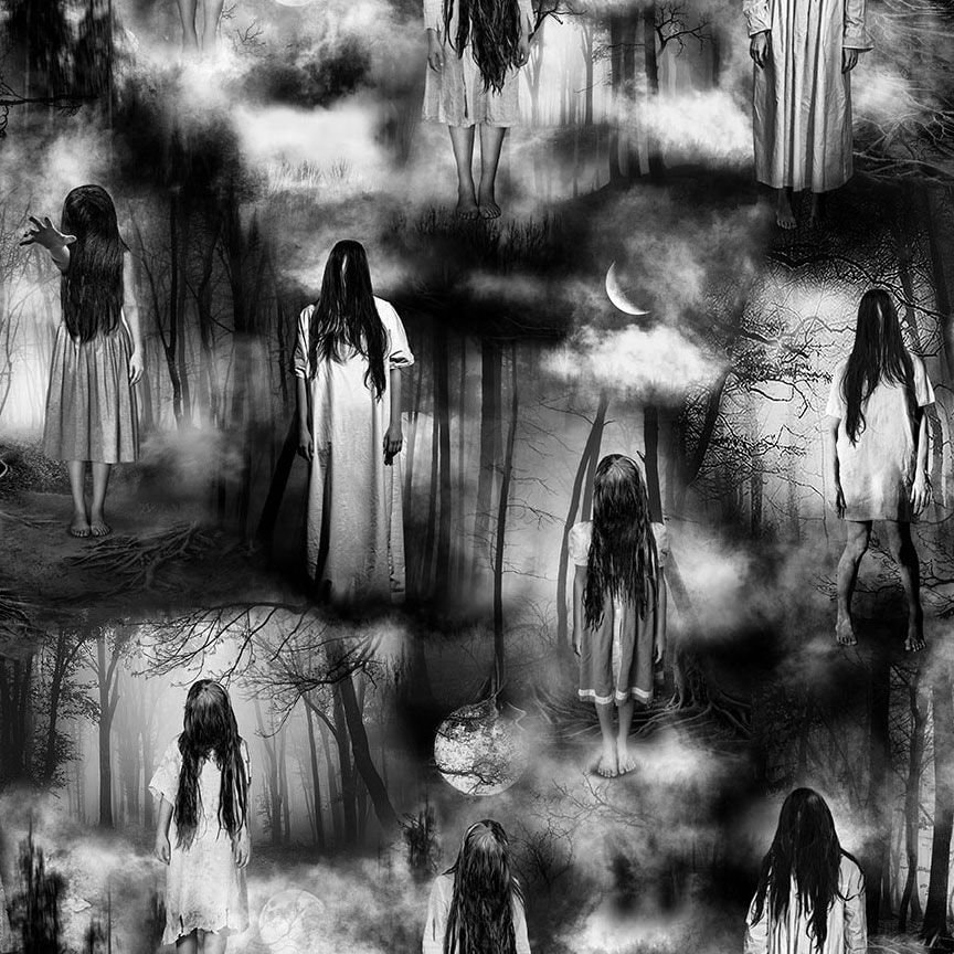 Wicked -Creepy Ghost Girls in the Woods, 100% cotton fabric
