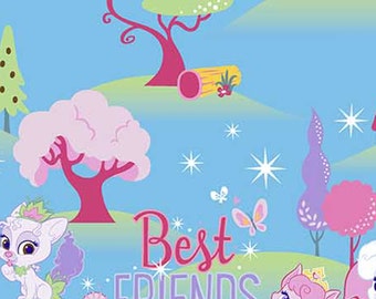 Disney, Palace Pets, Best Friends are Magical on blue, Cotton fabric, 1 Yard