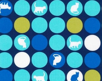 NEW Sitting Pretty Circles in Ocean Blue from Robert Kaufman, 1/2 yard