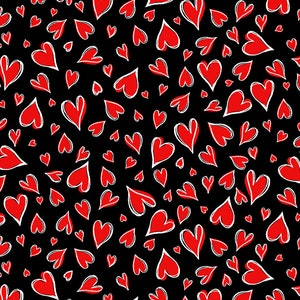 BONJOUR - New collection from  Timeless Treasures, Parisian Hearts on black, yard