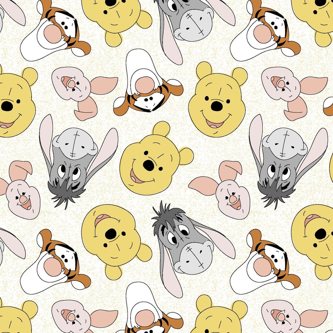 Winnie the Pooh, Pooh and Friends Tossed, Nursery Theme, Cotton 1 Yard ...