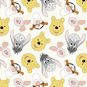 Winnie the Pooh, Pooh and Friends  Tossed,  nursery theme, Cotton 1 yard