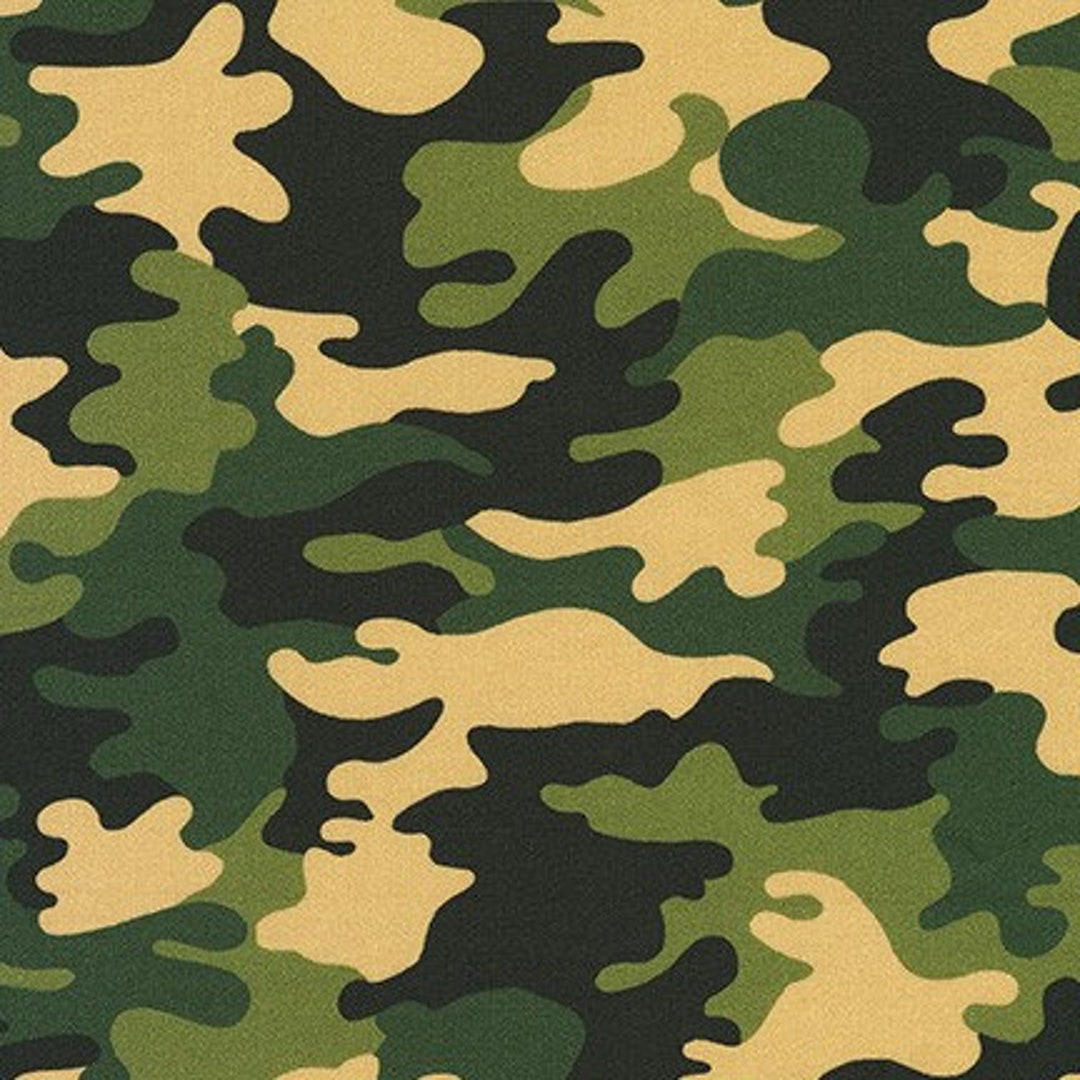 Tela camuflaje algodón verde militar beis Fabric by Robert Kaufman -  modesS4u