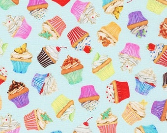 Sweet Tooth, Small Cupcakes in Mint,  From Robert Kaufman, 1 yard