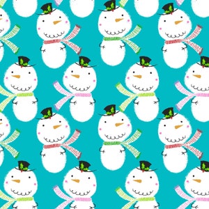Christmas Pals from Quilters Pallete, Snowmen on Blue, yard