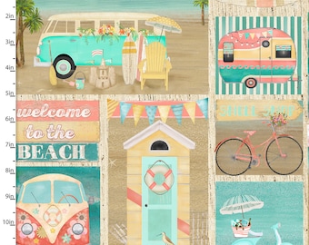 Beach Travel by 3 Wishes Fabrics, Welcome to the beach, yard