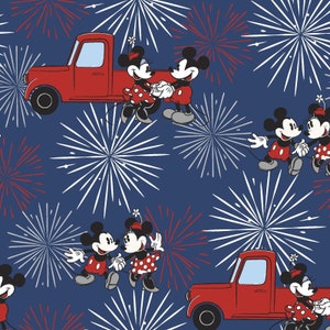 Mickey Mouse and Minnie Mouse, Fireworks with Metallic highlights on blue, yard