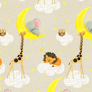Comfy Flannel Prints -  Animals and Moons on Grey,  100% cotton Flannel, yard