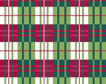 Holiday Wonder, Rojo y Verde Plaid, por 3 wishes tela