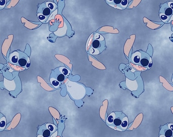 Disney, Lilo & Stitch, "Stitch Watercolor Ground" on blue  - 100% cotton