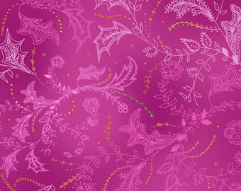 NEW "Enchanted Floral" by Quilting Treasures, FLoral and Vine Toile in Fuschia, yard