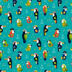 Toucan Pirates, Pirate Parrots in Teal
