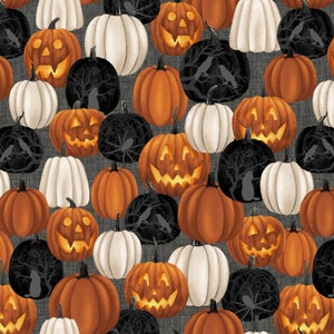 NEW from Studio E Fabrics, Midnight Magic - Large Pumpkins on Black