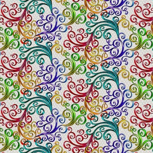 Studio E Fabrics, &quot;Rainbow Dragons&quot; Collection,  Swirls on Ecru- Digitally Printed Cotton Woven Fabric