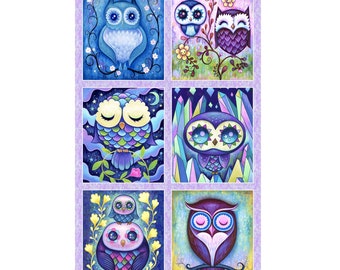Hootie Patootie, "Owl patches Panel" , 100% cotton from P&B Textiles, 24" panel