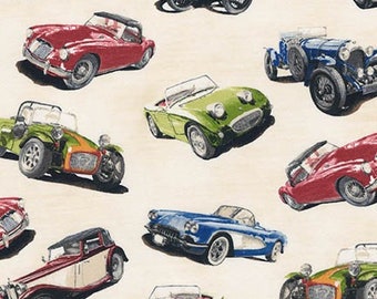 Classic Cruisers, Vintage roadster sports car - 100% cotton