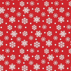 Santa and Friends from Quilters Pallete, Snowflakes on Red, yard