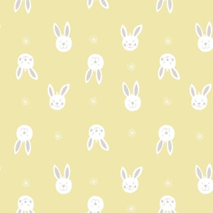 Bunny Garden from Lewis & Irene LTD, Leo Bunnies on Sunshine yellow, yard